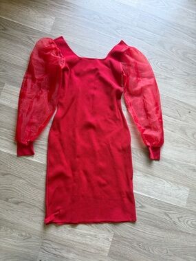 House of Harlow 1960 Red Puff-Sleeve Bodycon Dress